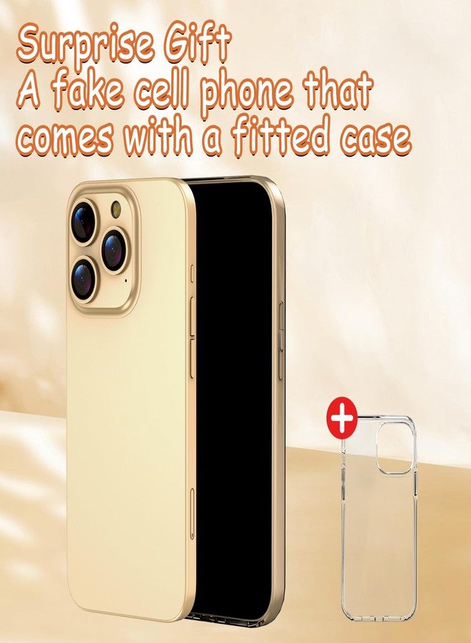 Blue Union Fake Phone Dummy Prop Phone, Black Screen Prank Stuff Decoy Pear Non-Working Phone 15 for Kid Play, Display Look Like Real Phone 15 (Gold) - Image 2